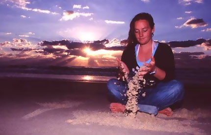 Shauna Ward sat on beach